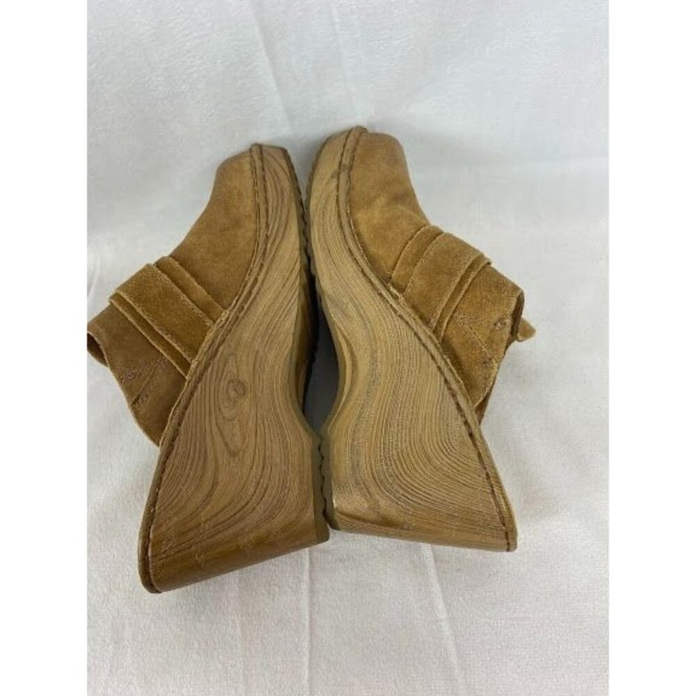 Born‎ Nola Distressed Suede Clogs Mule Wedge Heel Brown Women's 7 - Picture 4 of 5